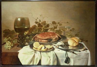 Breakfast Still Life with Roemer and a Crab by Pieter Claesz